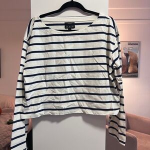 J. Crew Women's Striped Breton White and Blue Top